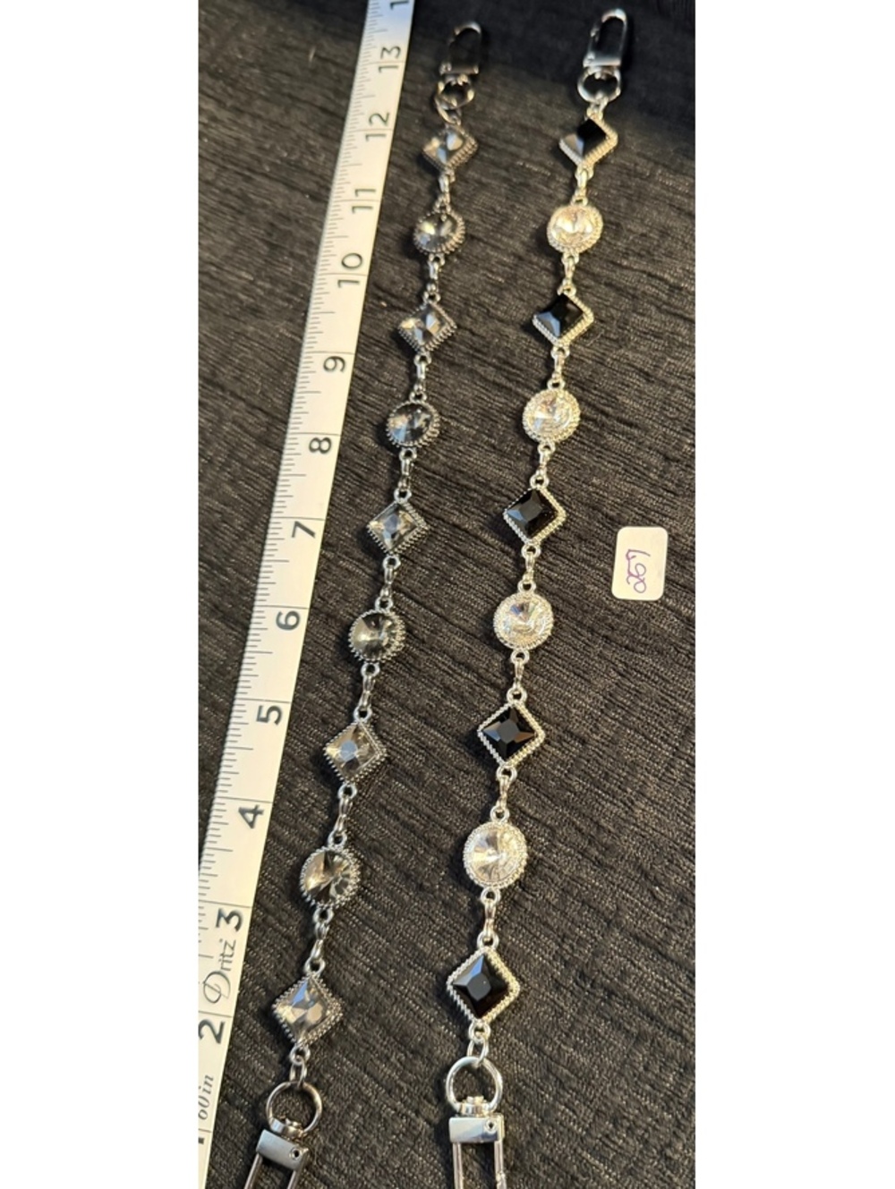 Pair of Decorative Silver and Black Purse Chains